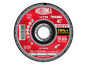 Disco abrasivo de 115 x 1 x 22.23 mm para corte de acero al carbón, acero inoxidable y metales