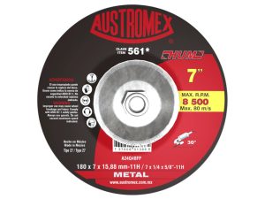 Disco abrasivo de 180 x 7 x 15.88 mm -11H con adaptador, para desbaste de metal